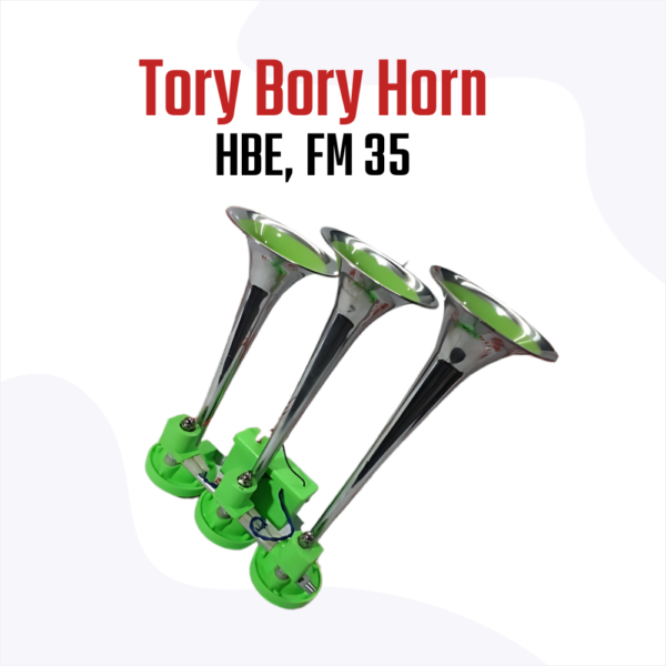 HBE FM 35 3-Trumpet Green Horn for Trucks – Heavy Metal, Durable, 12V/24V Compatible