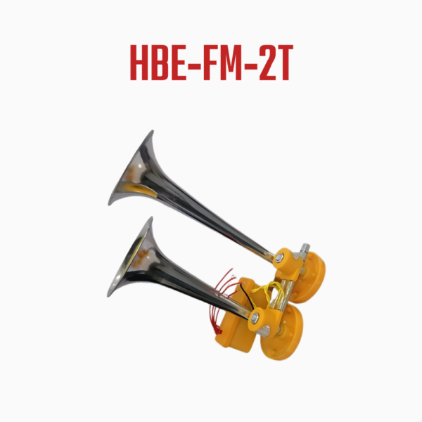 HBE-FM-2T, 2-Trumpet Yellow Horn for Trucks – Heavy Metal, Durable, 12V/24V Compatible