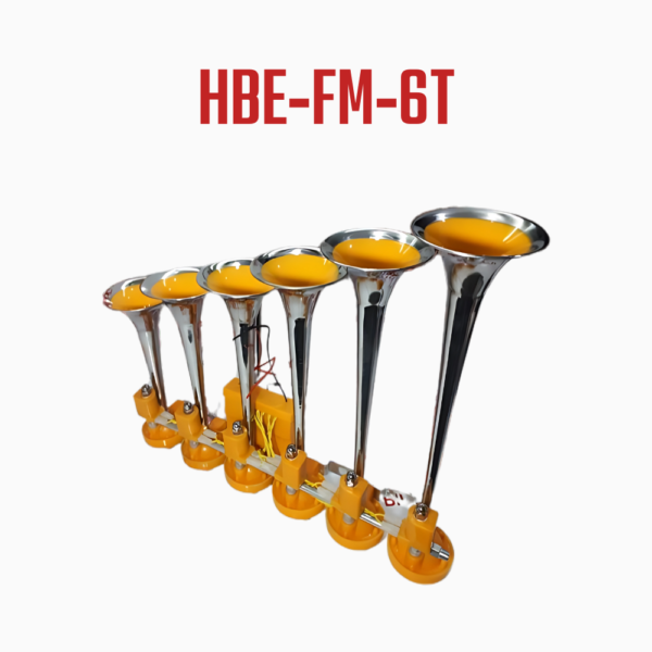 HBE-FM-6T, 6-Trumpet Yellow Horn for Trucks – Heavy Metal, Durable, 12V/24V Compatible